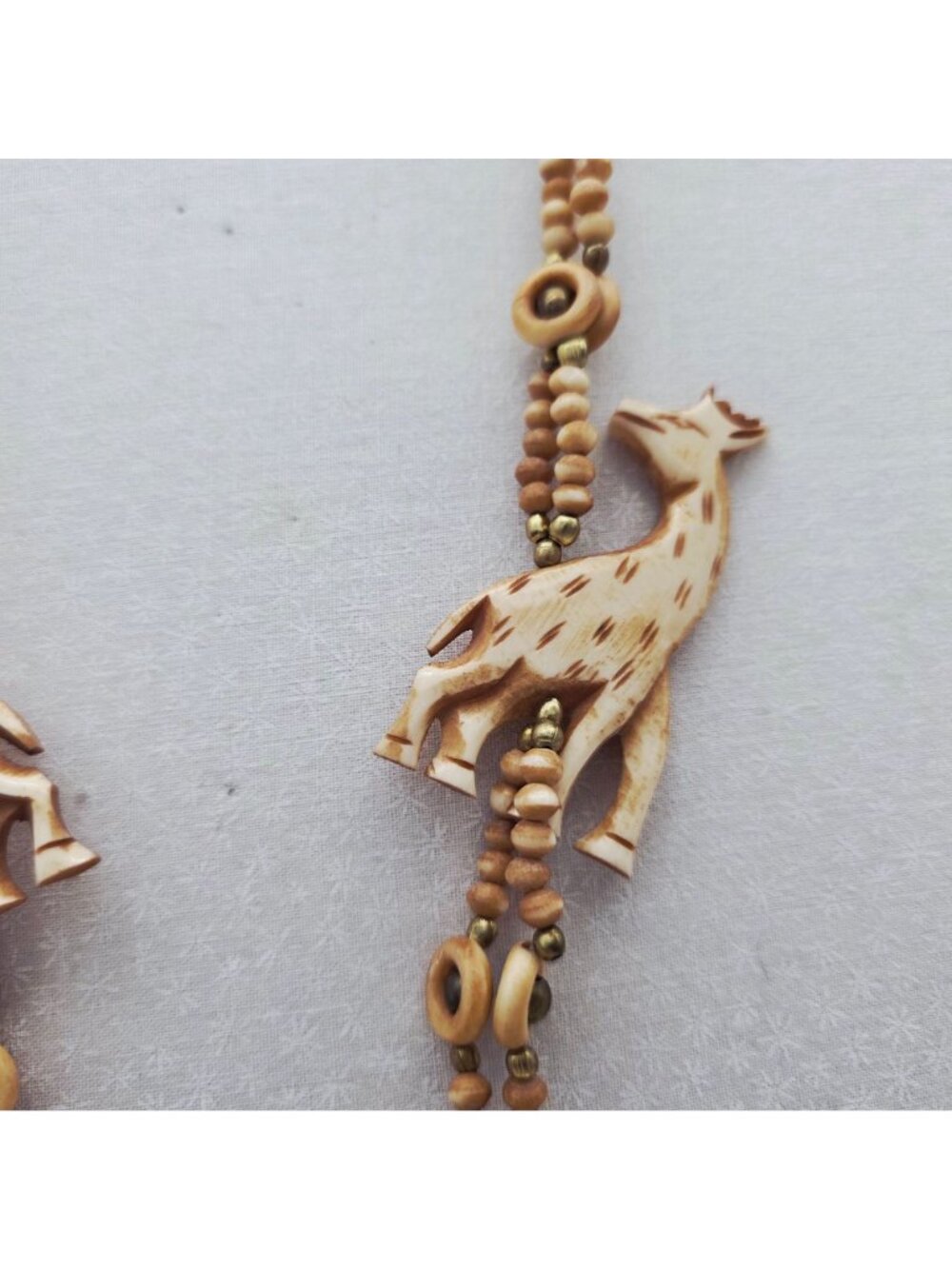 Carved Bone Giraffe Pendant Necklace Safari-Themed Statement Jewelry - Picture 4 of 7